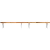  Zidna polica za umivaonik od čelika i masivnog bagremovog drva Smeđa 120 x 40 x 2 cm | Shoptok.si