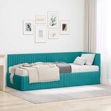  Kutni krevetni okvir s madracem 2 pcs Tirkizna Baršun | shoptok.hr
