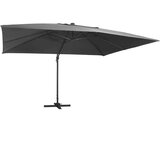 vidaXL Stranski senčnik LED in aluminijast drog 400x300 cm antraciten | Shoptok.si