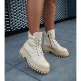 Gemre Beige leather insulated ankle boots Karino Cene