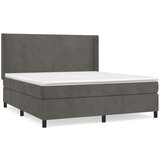  Box spring postelja z vzmetnico temno siva 160x200 cm žamet, (20790303) | Shoptok.si