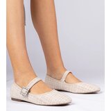 Gemre Beige Women's Ballet Flats with Buckle and Crystals Piona | Shoptok.si