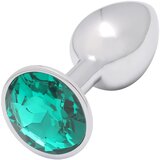 Sunfo - metalni analni čep sa zelenim kamenom (srebrni) | shoptok.hr