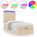 vidaXL Otomanski posteljni okvir z vzmetnico krem 80x200 cm blago, (21610334) | Shoptok.si