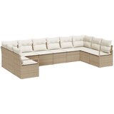 vidaXL Vrtna sedežna garnitura z blazino 10 pcs Bež in bela poli ratan, (5000134742) | Shoptok.si
