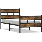 Maison Chic Kovinski Posteljni okvir - Enojna postelja - Postelja za odrasle brez vzmetnice dimljen hrast 100x200cm, (21694326) Cene