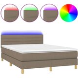  Box spring postelja z vzmetnico LED taupe 140x200 cm blago | Shoptok.si