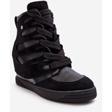 Kesi Leather wedge ankle boots, black Amria Cijene