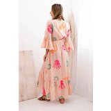 Kesi Włoski Women's boho cape with embroidery apricot | shoptok.hr