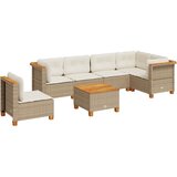 Maison Chic Seti vrtnega pohištva - Vrtna garnitura - Vrtni pohištvo set 7-delna z blazinami bež poli ratan, (21808059) | Shoptok.si