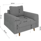 Ropez Siv fotelj iz tkanine bouclé Ariella – | Shoptok.si