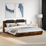  Okvir kreveta s uzglavljem LED boja dimljenog hrasta 180x200 cm | shoptok.hr
