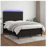 vidaXL Box spring postelja z vzmetnico LED črna 140x190 cm b Cene