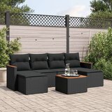  7-dijelni set vrtnih sofa od poliratana s jastucima crni | shoptok.hr