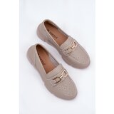 VINCEZA Ladies Leather Moccasins with Golden Detail Ciemnobeżowe 88007 | shoptok.hr