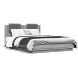  The Living Store Posteljni okvir z vzglavjem in LED siva sonoma 140x200 cm - Posteljni Okvir, (21530391) | Shoptok.si