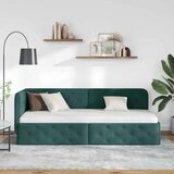 vidaXL Kotna postelja z vzglavjem Temno zelena 80 x 200 cm blago | Shoptok.si