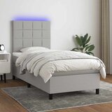  Krevet box spring s madracem LED svjetlosivi 100x200 cm tkanina | shoptok.hr