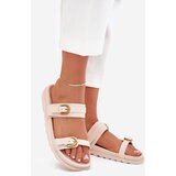 Boto Women's sandals with straps and gold buckles light beige Selana | shoptok.hr
