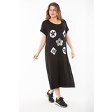 Şans Women's Plus Size Black Lame Printed Dress Cene