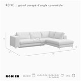 Rodier Sivorjava žametna raztegljiva/s prostorom za shranjevanje kotna sedežna garnitura (desni kot/v obliki črke L) Rene – | Shoptok.si