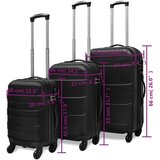  Trodijelni set čvrstih kovčega s kotačima crni 45,5/55/66 cm | shoptok.hr