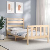vidaXL Posteljni okvir z vzglavjem 90x200 cm trden les | Shoptok.si