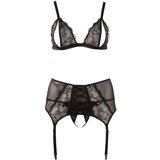 Cottelli Plus Size - čipkasto spodnje perilo Trio (črno) - XXL | Shoptok.si