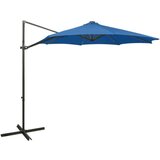  Konzolni suncobran sa stupom i LED svjetlima 300 cm azurnoplavi | shoptok.hr
