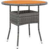 The Living Store Vrtna miza Ø80x75 cm akacijev les in poli ratan siva - Vrtna Miza, (21468168) | Shoptok.si