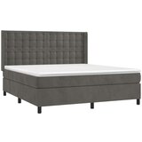  Box spring postelja z vzmetnico temno siva 160x200 cm žamet, (20790420) | Shoptok.si