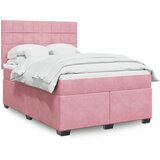  The Living Store Box spring postelja z vzmetnico roza 140x190 cm žamet - Box Spring Postelja, (21457849) Cene