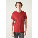 Avva Men's Claret Red Ultrasoft Crew Neck Cotton Slim Fit Slim Fit T-shirt Cene