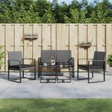  5-dijelni vrtni blagovaonski set s jastucima tamnosivi PP ratan | shoptok.hr