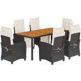  7-dijelni vrtni blagovaonski set s jastucima crni od poliratana | shoptok.hr