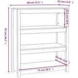 Ormarić za knjige bijeli 80 x 35 x 97 cm od masivne borovine | shoptok.hr