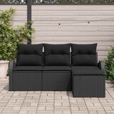 vidaXL Kavčna garnitura z blazino 4 pcs Črna poli ratan, (5000153582) | Shoptok.si