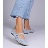 Gemre Blue ballet flats with studs and buckle Salos | Shoptok.si