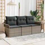 vidaXL 3-delni Vrtni Kavč Set z Blazinami Siva Poli Ratan | Shoptok.si