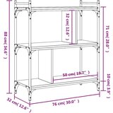  Knjižna omara 3-nadstropna dimljen hrast 76x32x88 cm inž. les, (20978358) | Shoptok.si