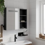  Kupaonski ormarić s ogledalom i LED svjetlom crni 60x13x52 cm | shoptok.hr