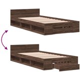 vidaXL Posteljni okvir s predalom rjavi hrast 90x200 cm inž. les | Shoptok.si