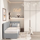 Ghado Sivi kutni dječji krevet s prostorom za odlaganje s madracem 90x200 cm Snugi - | shoptok.hr