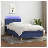  Box spring postelja z vzmetnico LED modra 80x200 cm blago | Shoptok.si