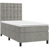 Box spring krevet s madracem svjetlosivi 90x190 cm baršunasti | shoptok.hr
