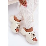 Boto Foam Women's Slippers on a Massive Platform with Golden Accents Ecru Ivoriel | Shoptok.si