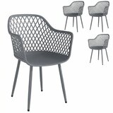  Set od 4 plastične vrtne stolice s naslonima UV otporne 56x51x84 cm tamno sive Cijene