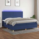  Box spring postelja z vzmetnico LED modra 200x200 cm blago, (20897455) Cene