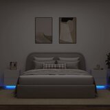 vidaXL Nočna omarica z LED lučkami 2 kosa bel inženirski les Cene