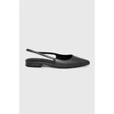 Calvin Klein Usnjene balerinke FLAT SLINGBACK PUMP PEARL črna barva, HW0HW02120